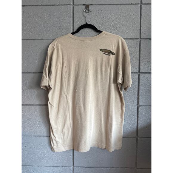 Men's Y2K Hawaii Graphic Palm Tree Beach Relaxed Cotton T-Shirt size L in Beige - Picture 3 of 3